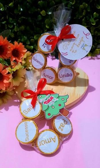 Tag com 5 Moedinhas de Chocolate ao Leite- Natal