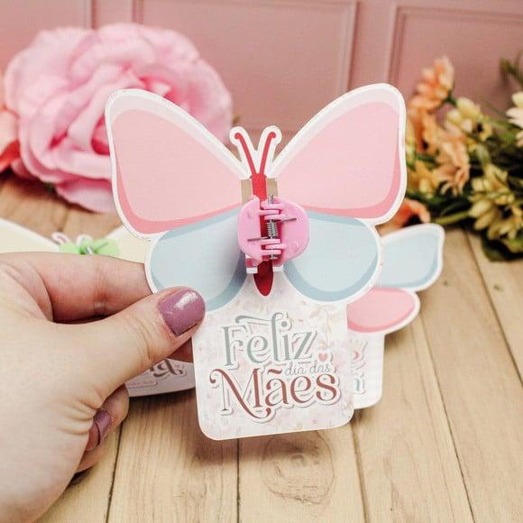Tag com Mini Prendedor de Cabelo- Dia das Mães