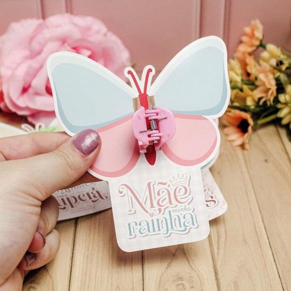Tag com Mini Prendedor de Cabelo- Dia das Mães