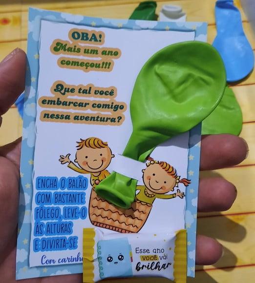 Volta as Aulas- Cartão com Balão e Balinha