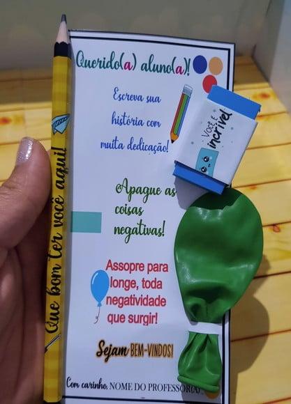 Volta as Aulas- Cartão, Borracha, Balão e Lápis