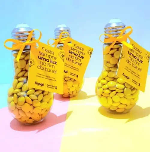 Baleiro Lâmpada com Doces- Setembro Amarelo