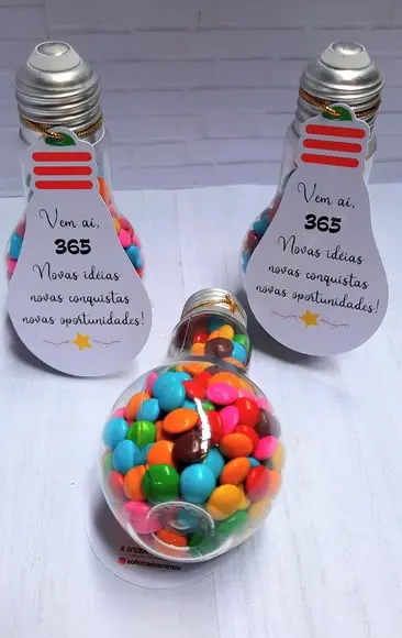 Baleiro Lâmpada com Coloreti (doces)-mimo Natal/ano Novo