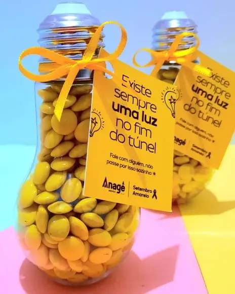 Baleiro Lâmpada com Doces- Setembro Amarelo