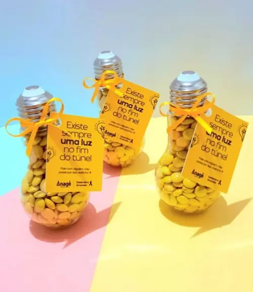 Baleiro Lâmpada com Doces- Setembro Amarelo
