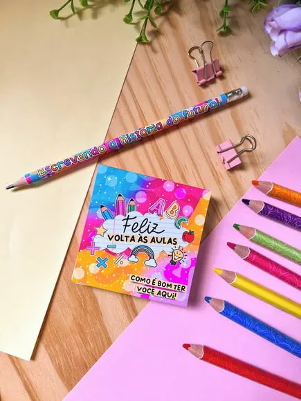 Bloquinho com Lápis- Volta as Aulas