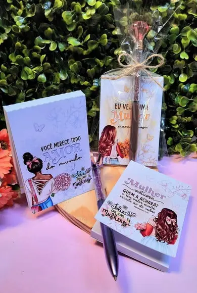 Bloquinho de Anotações com Caneta- Dia da Mulher