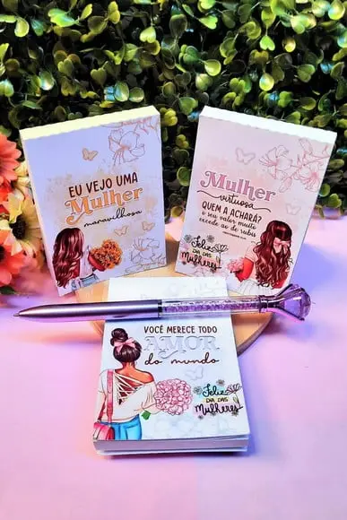 Bloquinho de Anotações com Caneta- Dia da Mulher