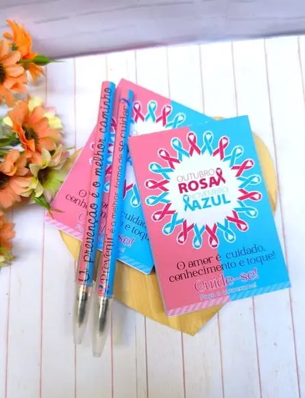 Bloquinho de Anotações com Caneta- Outubro Rosa e Novembro a