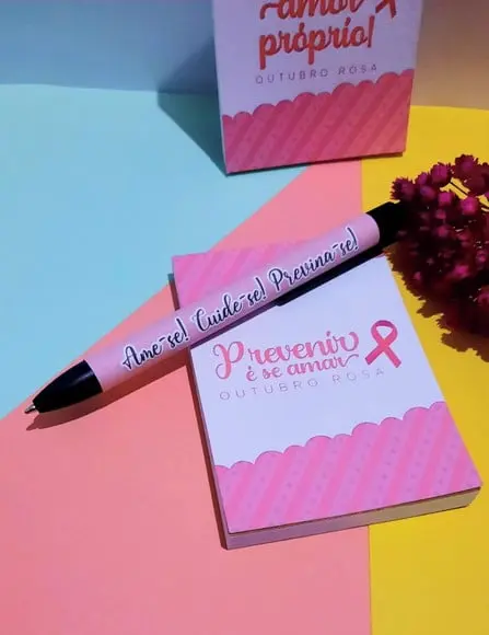 Bloquinho de Anotações com Caneta- Outubro Rosa