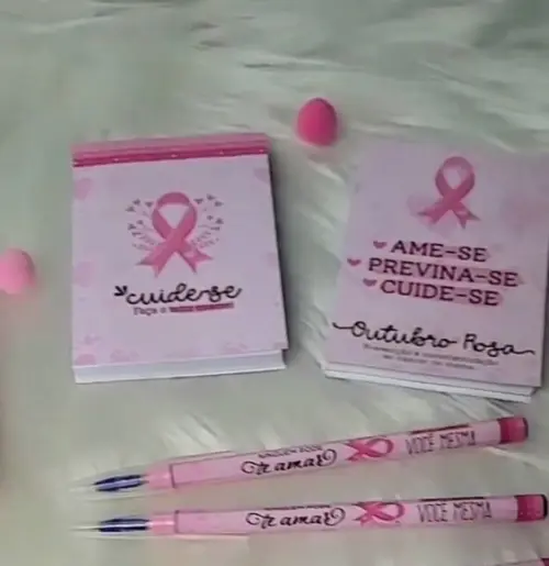 Bloquinho de Anotações com Lápis ou Caneta- Outubro Rosa