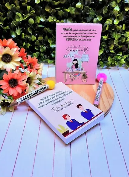Bloquinho de Anotações com Mini Lápis- Dia do Recepcionista