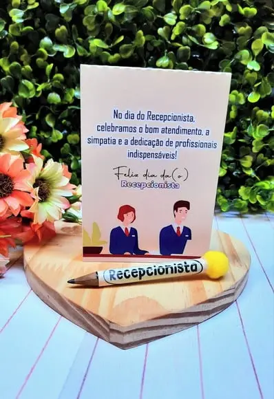 Bloquinho de Anotações com Mini Lápis- Dia do Recepcionista