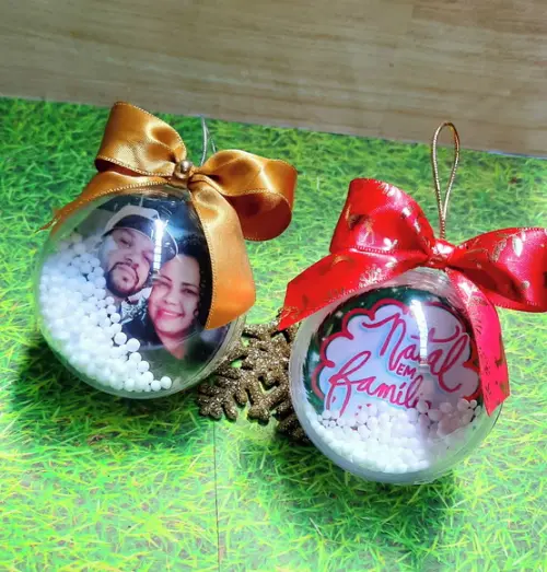 Bolinha com Foto Frente e Verso- Natal