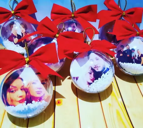 Bolinha Natal com FOTO frente e verso