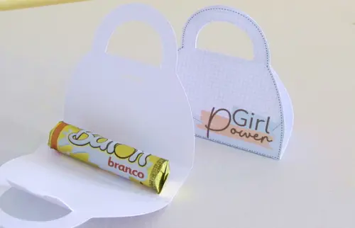 Bolsinha com 1 Chocolate Baton- Dia da Mulher