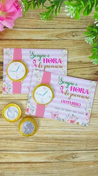 Cad com Moedinha de Chocolate ao Leite- Outubro Rosa