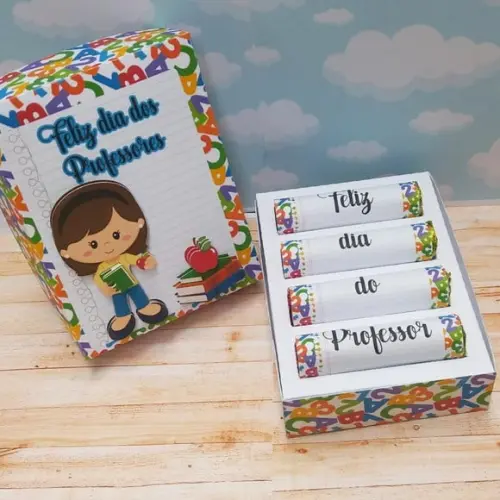 Caixinha Com 4 Chocolates Baton- Dia Dos Professores