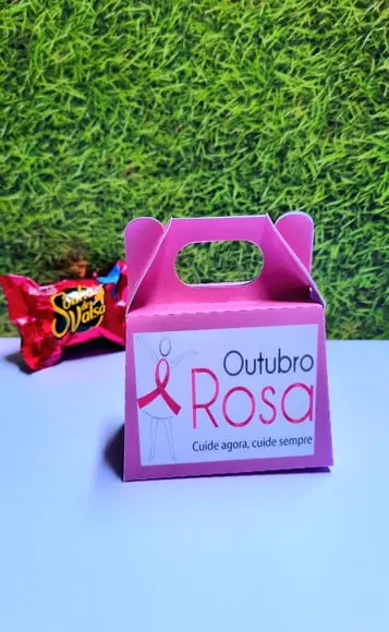 Caixinha com Bombom- Outubro Rosa