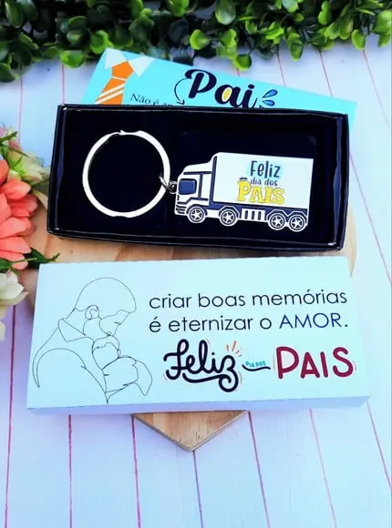Caixinha com Chaveiro Caminhão- Dia dos Pais