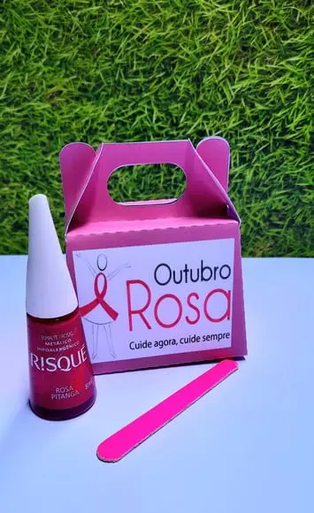 Caixinha com Esmalte e Mini Lixa- Outubro Rosa