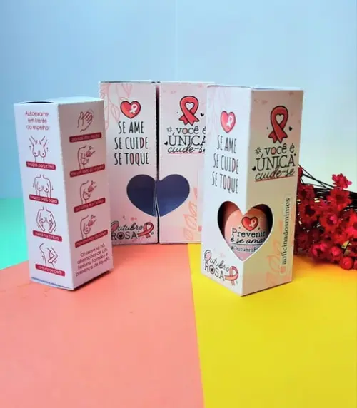 Caixinha com Esmalte e Mini Lixa- Outubro Rosa