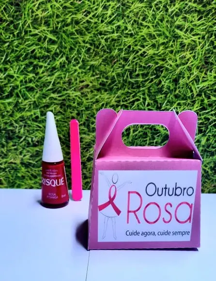 Caixinha com Esmalte e Mini Lixa- Outubro Rosa
