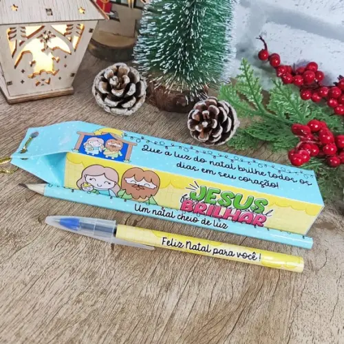 Caixinha com Lápis e Caneta- Mimo de Natal