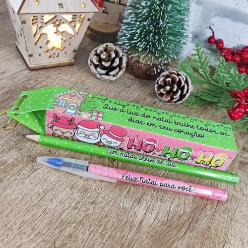 Caixinha com Lápis e Caneta- Mimo de Natal
