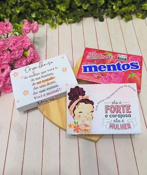 Caixinha com Mentos- Dia da Mulher