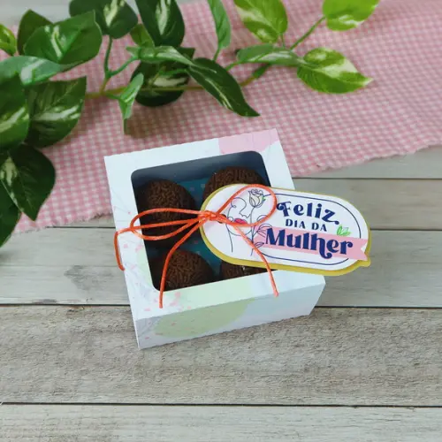 Caixinha para 4 Doces- Dia da Mulher