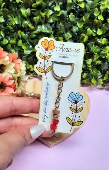 Card + Chaveirinho com Florzinha - Dia da Mulher