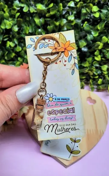 Card + Chaveirinho com Florzinha - Dia da Mulher