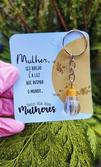 Card + Chaveirinho Luz com Semente de Girassol-dia da Mulher