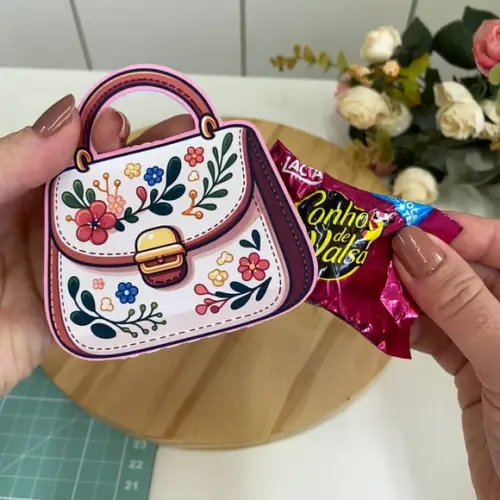 Card Bolsinha com Bombom- Dia da Mulher