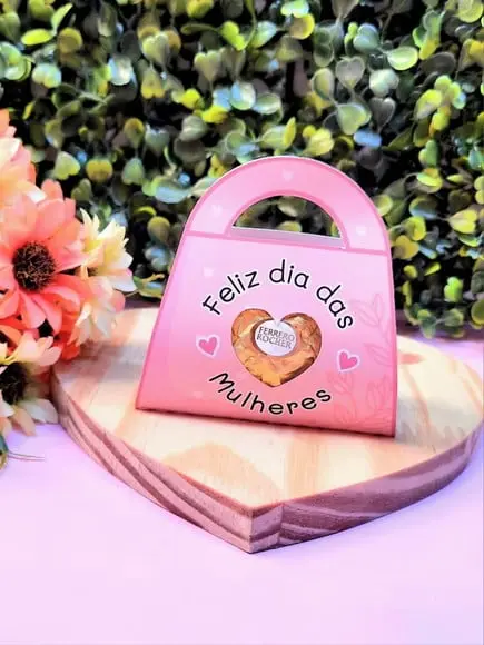 Card Bolsinha com Ferrero Rocher- Dia da Mulher