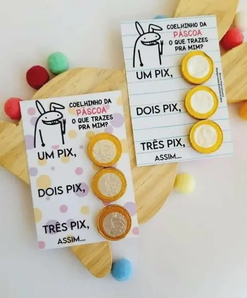 Card com 3 Moedas de Chocolate- Páscoa
