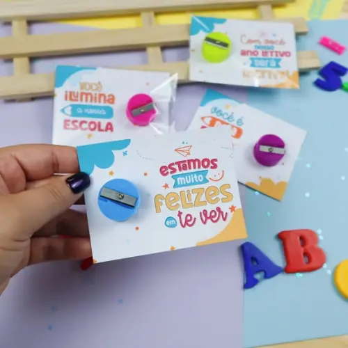 Card com Apontador de Lápis- Volta as Aulas