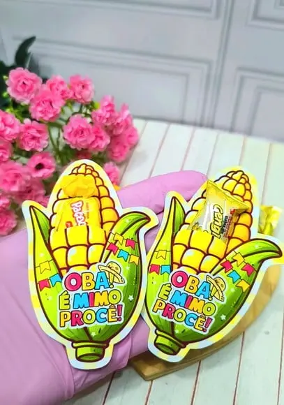 Card com Balinha de Paçoca ou Gengibre- Festa Junina