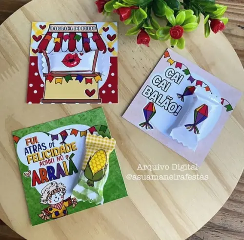 Card com Balinha de Paçoca- Festa Junina