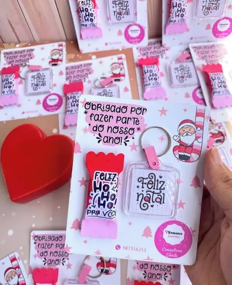 Card com Balinha e Chaveiro- Natal