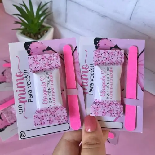 Card com Balinha e escovinha ou com Mini Lixa- Mimo Cliente
