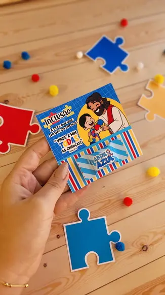 Card com Balinha- Autismo- Abril Azul