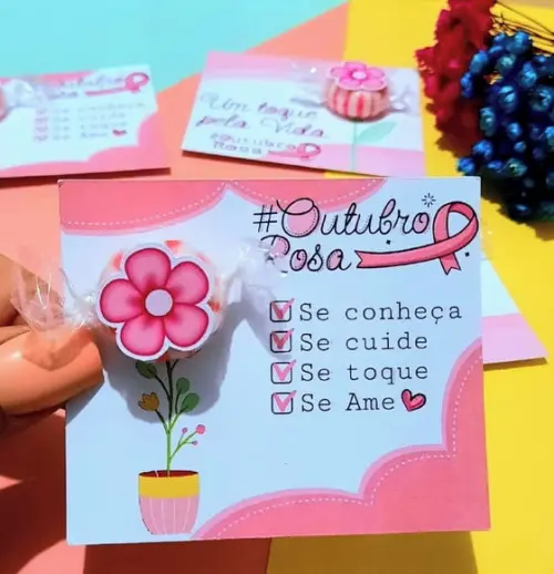 Card com Balinha- Outubro Rosa