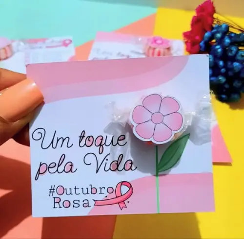 Card com Balinha- Outubro Rosa