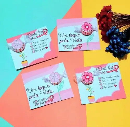 Card com Balinha- Outubro Rosa