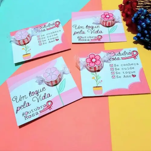 Card com Balinha- Outubro Rosa