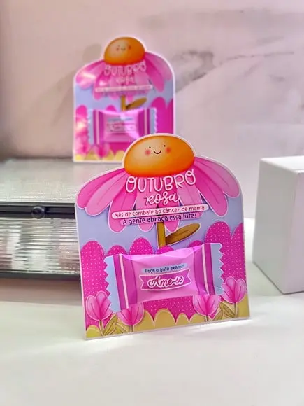 Card com Balinha- Outubro Rosa