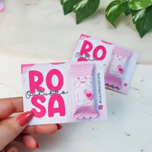 Card com Balinha- Outubro Rosa