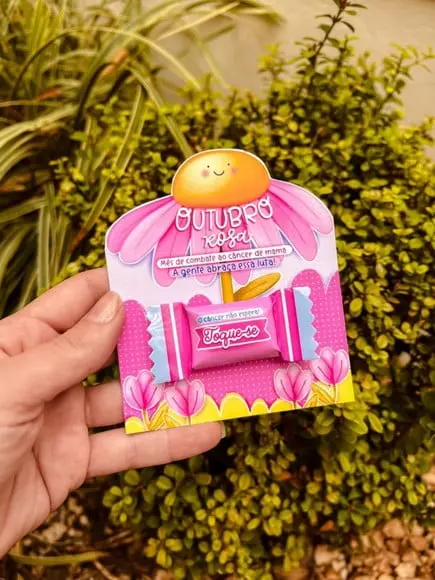 Card Com Balinha- Outubro Rosa